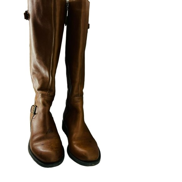 Franco Sarto Women's Perk Motorcycle Boot 7M Smooth Cognac Leather - Picture 3 of 10